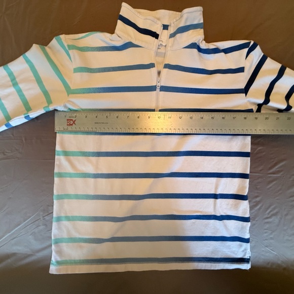 NWOT Talbots Striped Blue/White 3/4 Sleeve Quarter-Zip Pullover Size Small - Picture 6 of 11